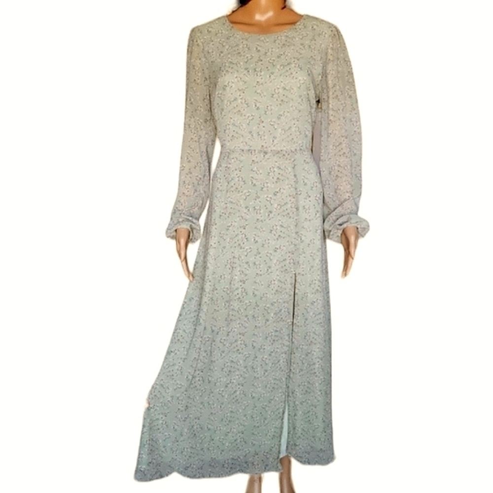 Et Clet Cottage Core Peasant Maxi Dress with Open Back